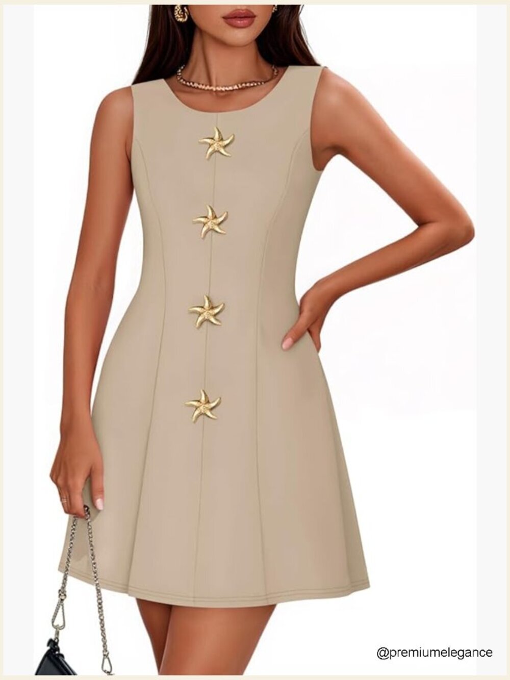 Sleeveless Mini Dress with Pockets Crewneck Cocktail Party Work